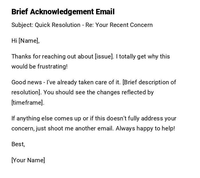 Brief Acknowledgement Email Brief Acknowledgement Email