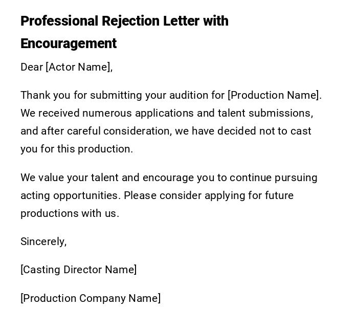 Professional Rejection Letter with Encouragement Professional Rejection Letter with Encouragement