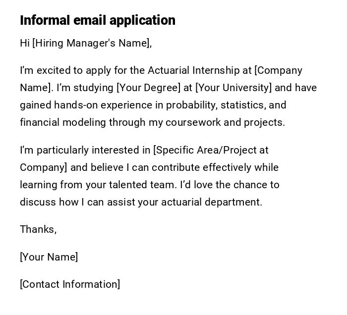 Informal email application Informal email application