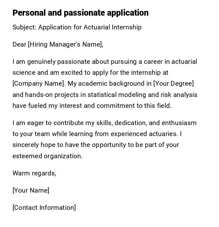 Personal and passionate application Personal and passionate application