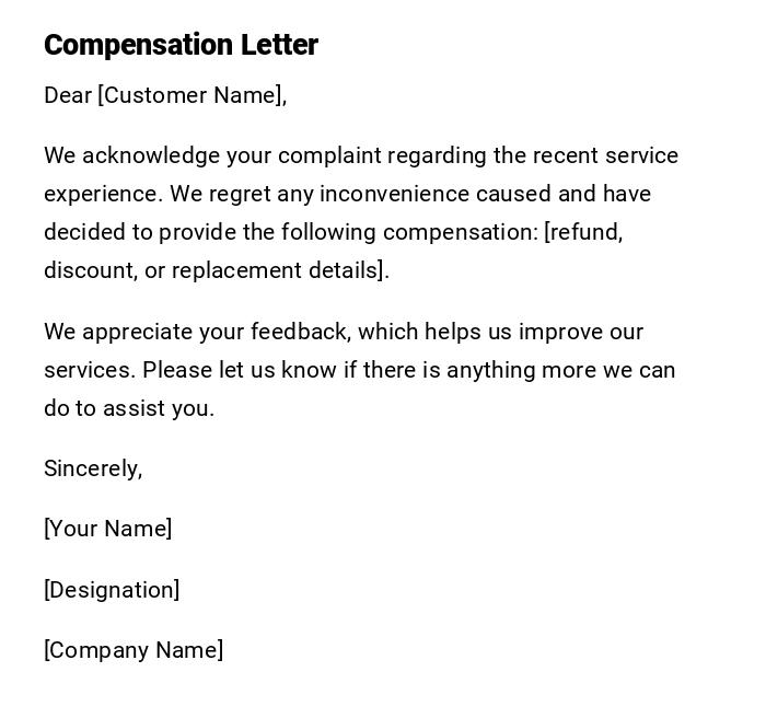 Compensation Letter Compensation Letter