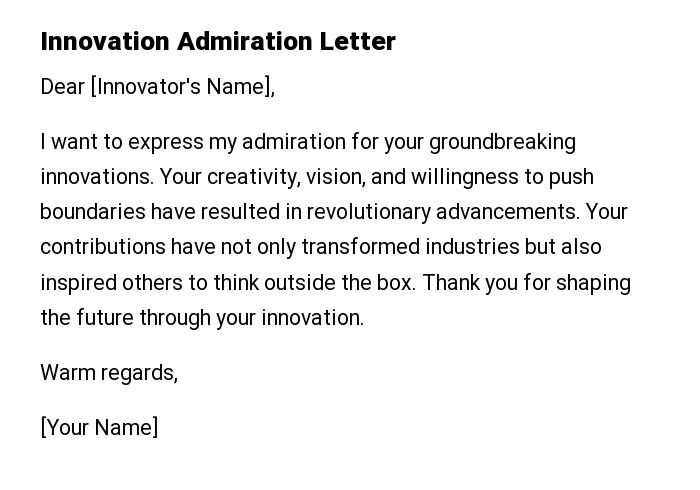 Innovation Admiration Letter