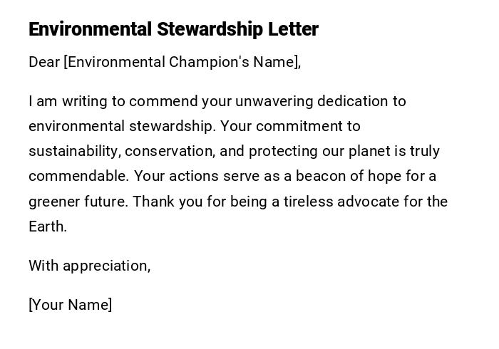 Environmental Stewardship Letter