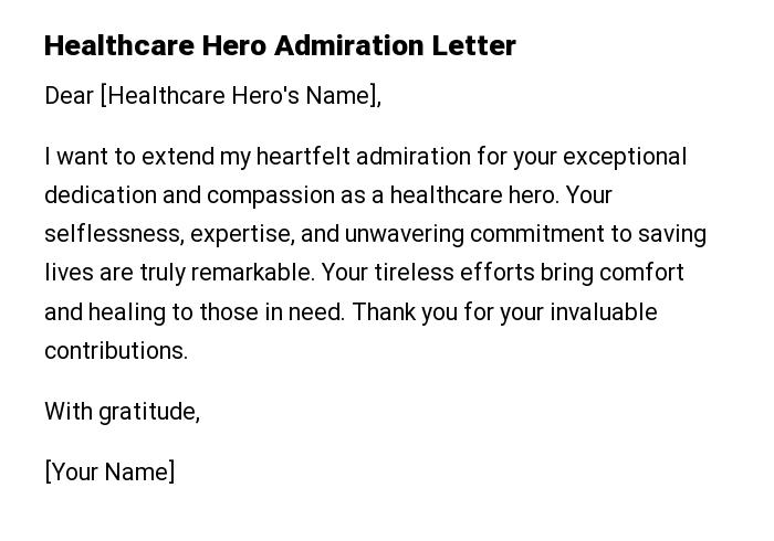 Healthcare Hero Admiration Letter