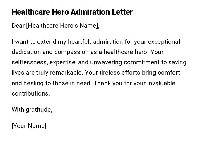 Healthcare Hero Admiration Letter