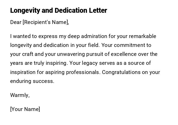 Longevity and Dedication Letter