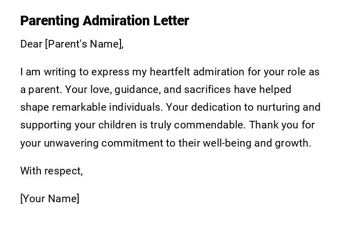 Parenting Admiration Letter