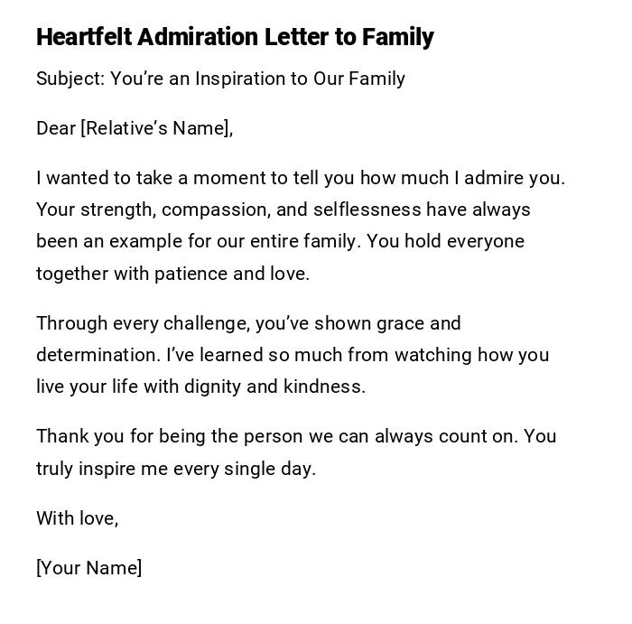 Heartfelt Admiration Letter to Family Heartfelt Admiration Letter to Family