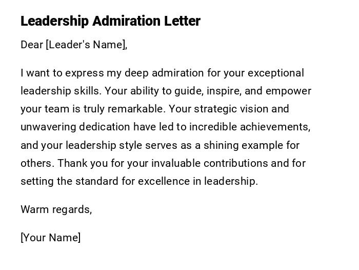 Leadership Admiration Letter