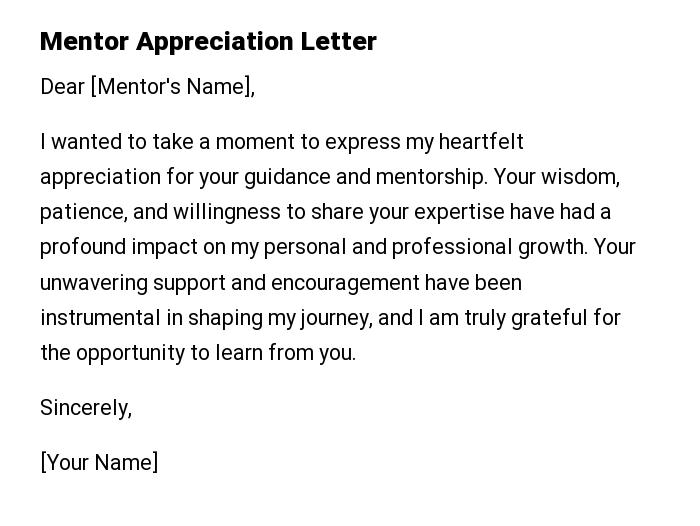 Mentor Appreciation Letter