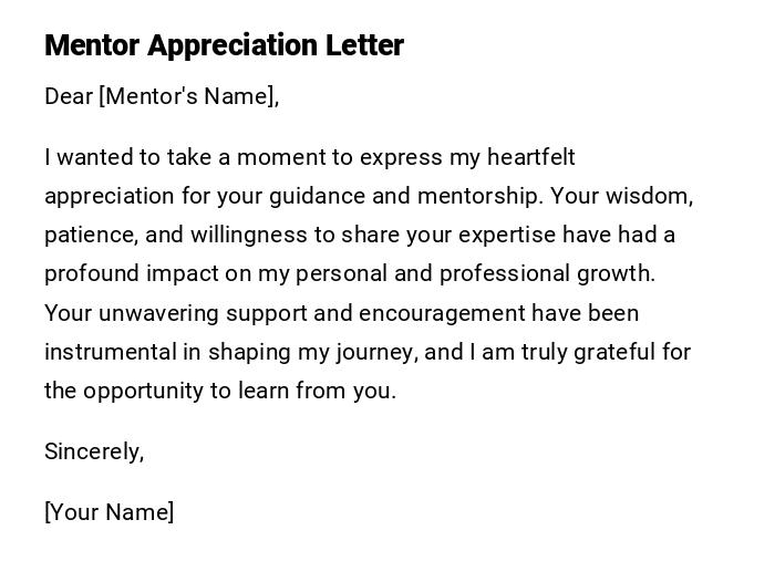 Mentor Appreciation Letter