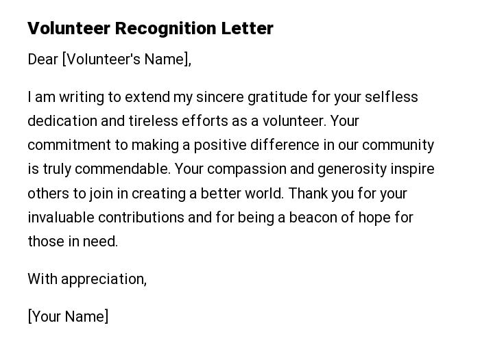 Volunteer Recognition Letter