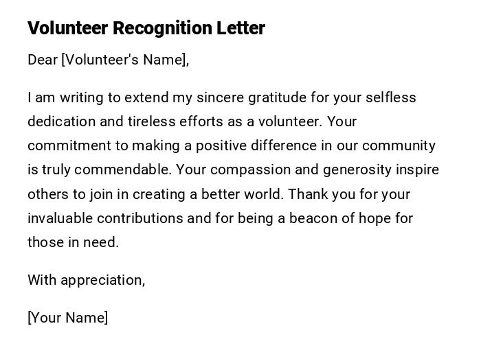 Volunteer Recognition Letter