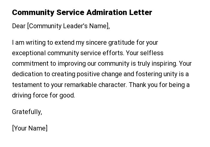 Community Service Admiration Letter