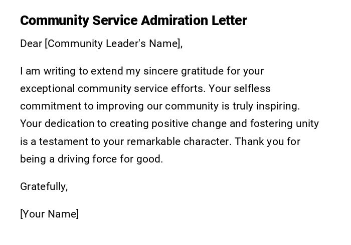 Community Service Admiration Letter