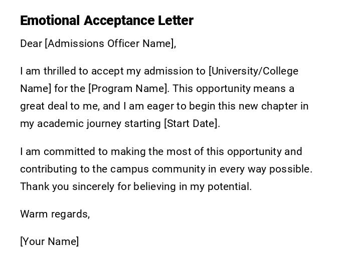 Emotional Acceptance Letter Emotional Acceptance Letter