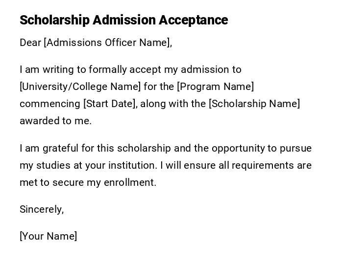 Scholarship Admission Acceptance Scholarship Admission Acceptance