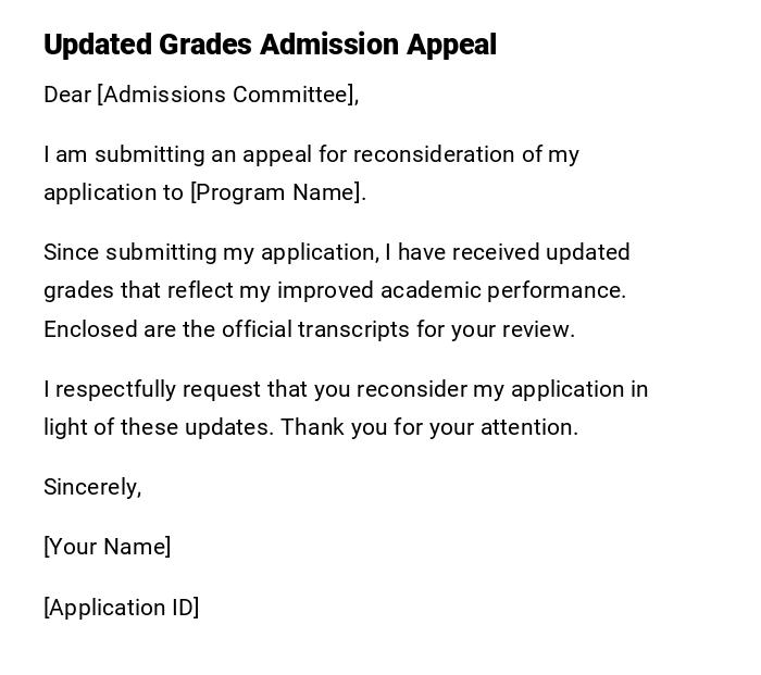 Updated Grades Admission Appeal Updated Grades Admission Appeal