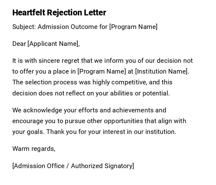 Heartfelt Rejection Letter Heartfelt Rejection Letter