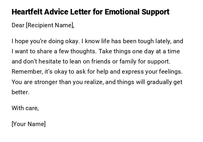 Heartfelt Advice Letter for Emotional Support Heartfelt Advice Letter for Emotional Support