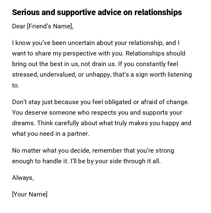 Serious and supportive advice on relationships Serious and supportive advice on relationships