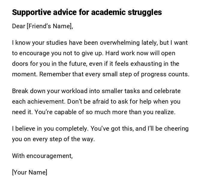 Supportive advice for academic struggles Supportive advice for academic struggles
