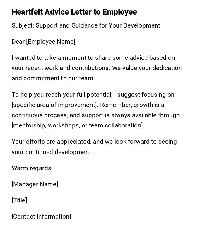 Heartfelt Advice Letter to Employee