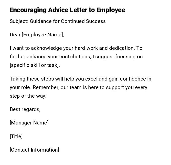 Encouraging Advice Letter to Employee