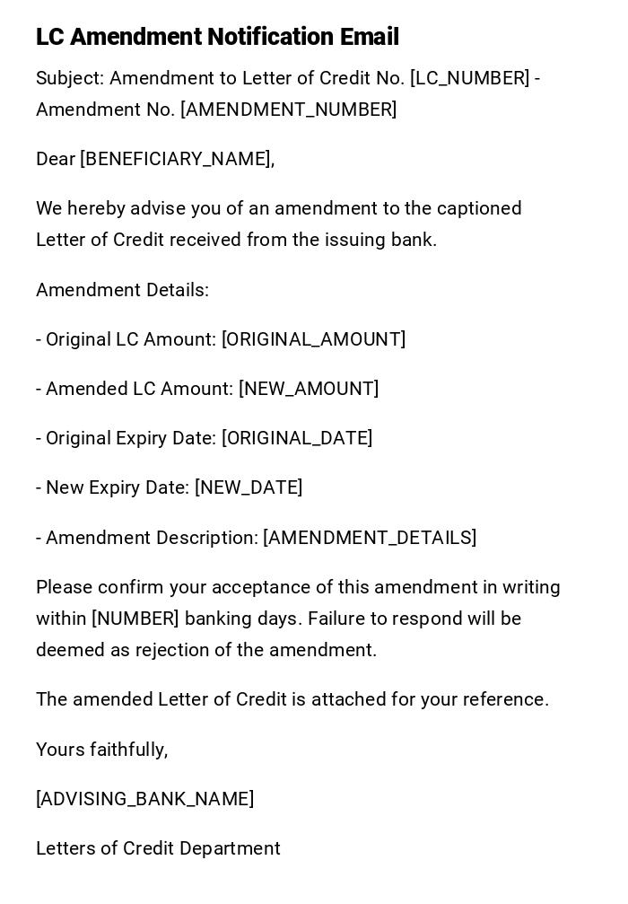 LC Amendment Notification Email LC Amendment Notification Email