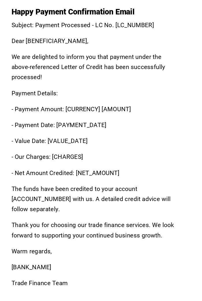 Happy Payment Confirmation Email Happy Payment Confirmation Email
