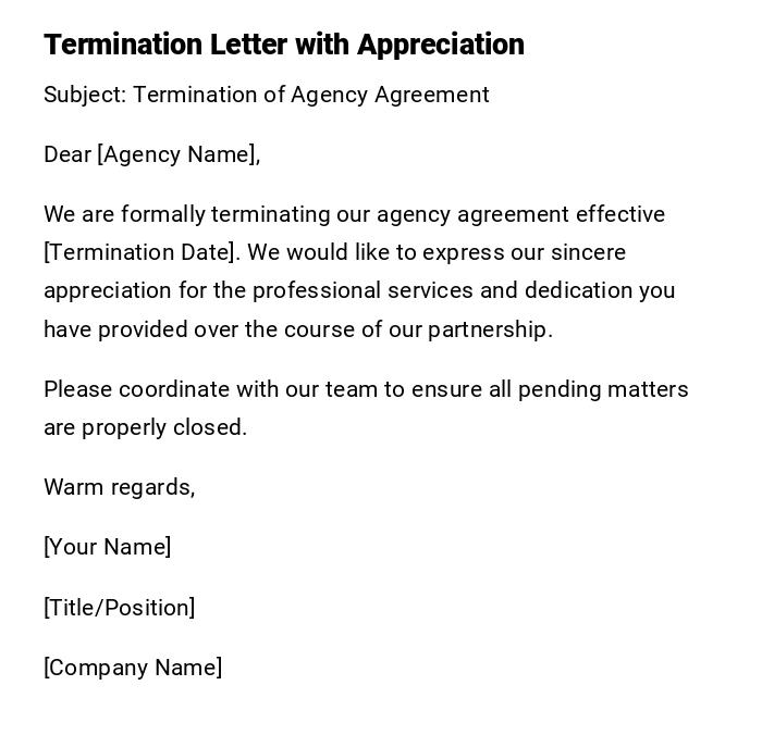 Termination Letter with Appreciation