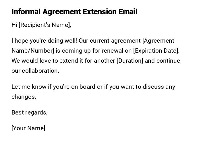 Informal Agreement Extension Email Informal Agreement Extension Email