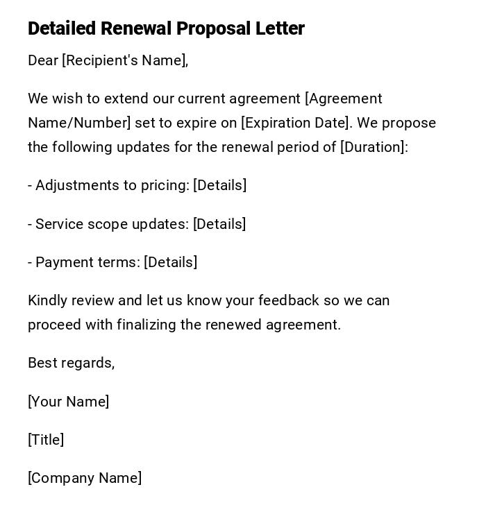 Detailed Renewal Proposal Letter Detailed Renewal Proposal Letter
