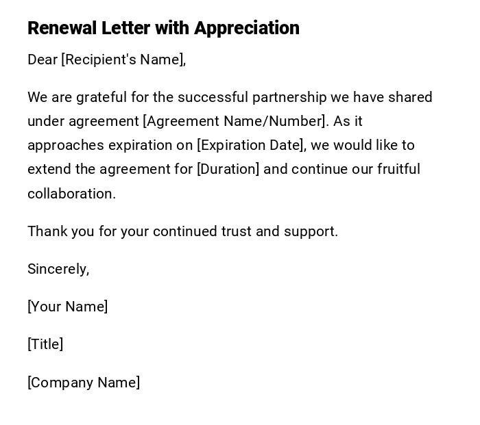 Renewal Letter with Appreciation Renewal Letter with Appreciation