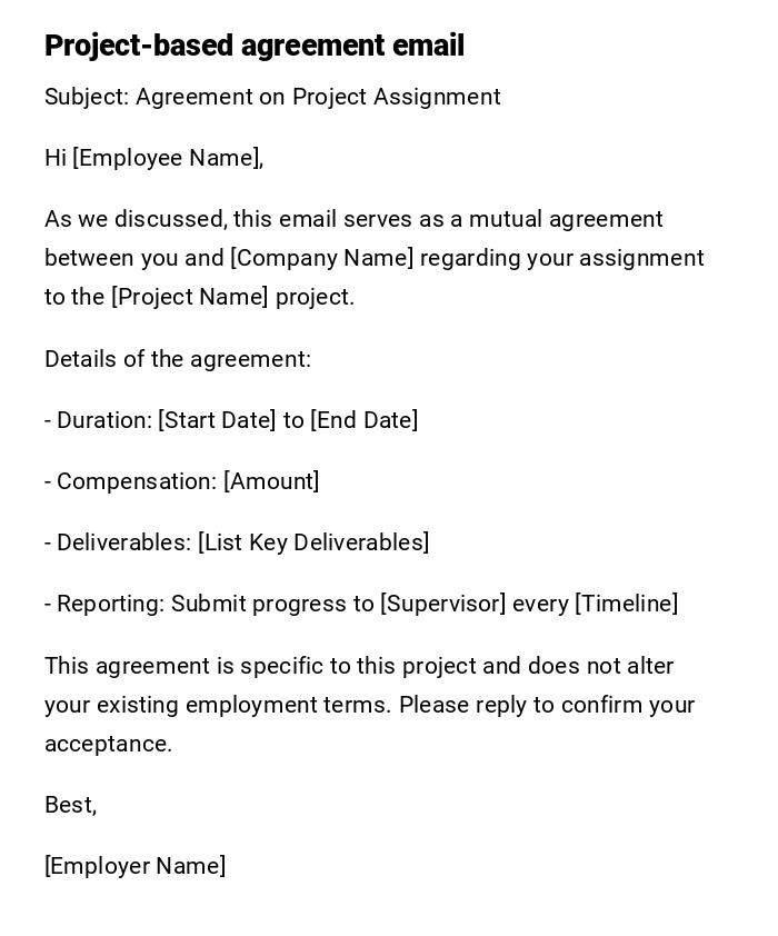 Project-based agreement email Project-based agreement email