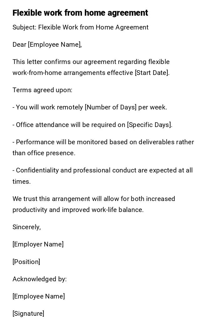 Flexible work from home agreement Flexible work from home agreement