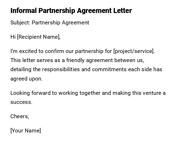 Informal Partnership Agreement Letter