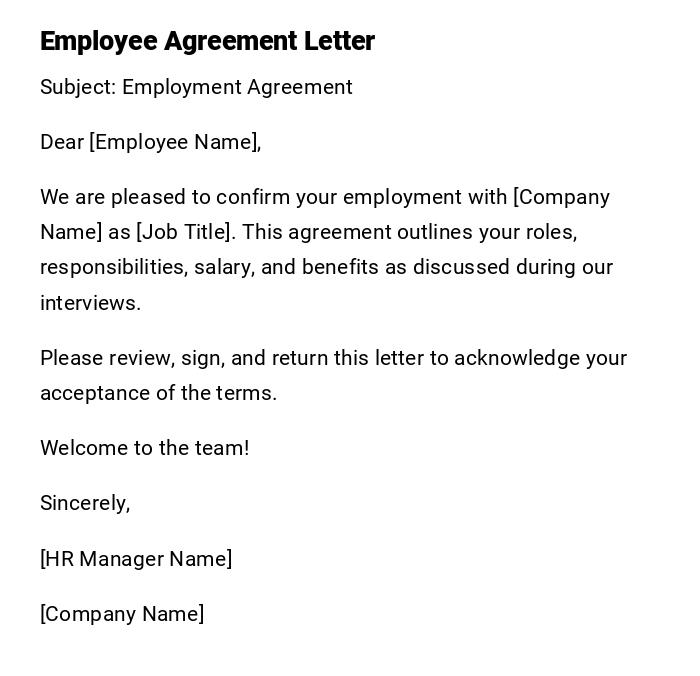 Employee Agreement Letter