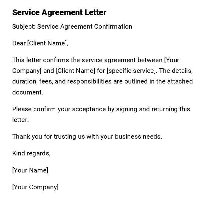 Service Agreement Letter