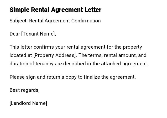 Simple Rental Agreement Letter