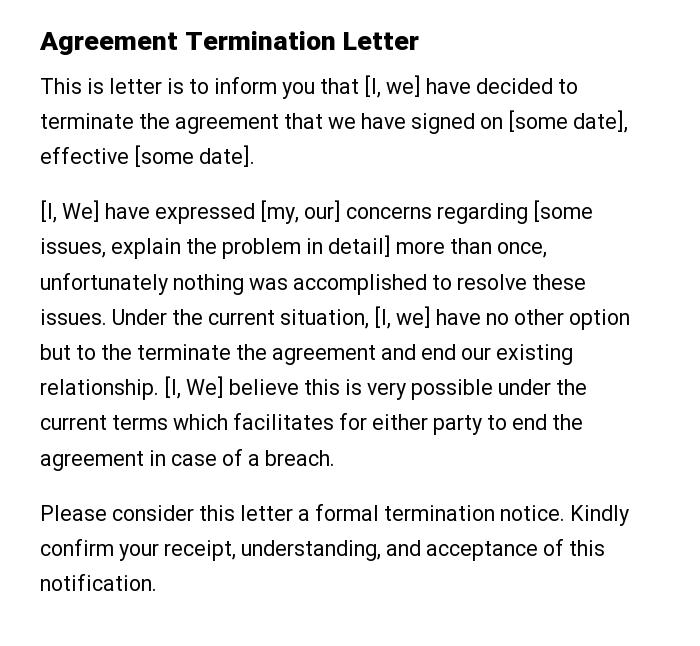 Agreement Termination Letter