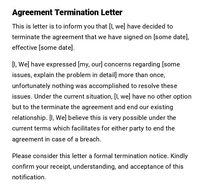 Agreement Termination Letter