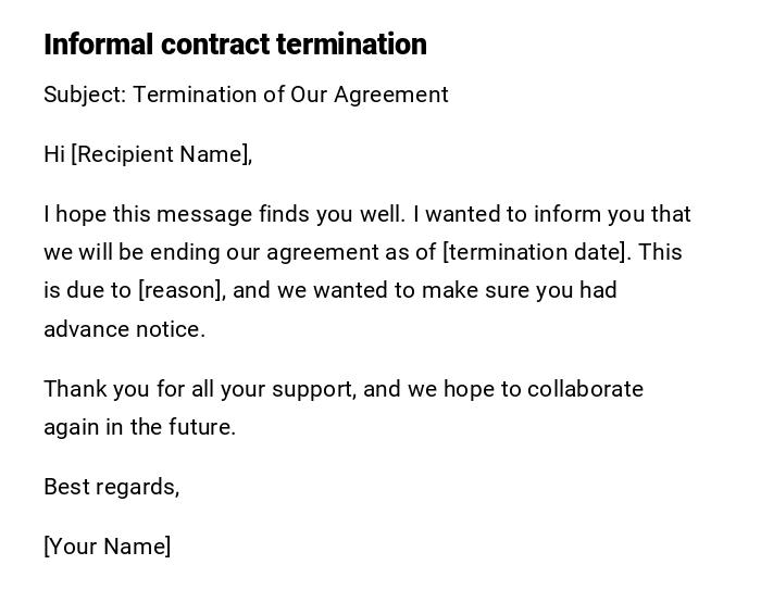 Informal contract termination Informal contract termination