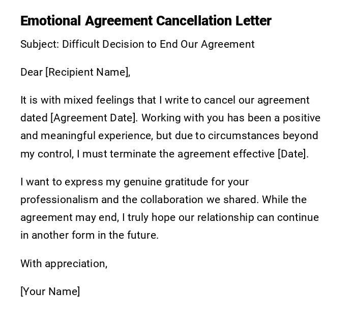 Emotional Agreement Cancellation Letter Emotional Agreement Cancellation Letter