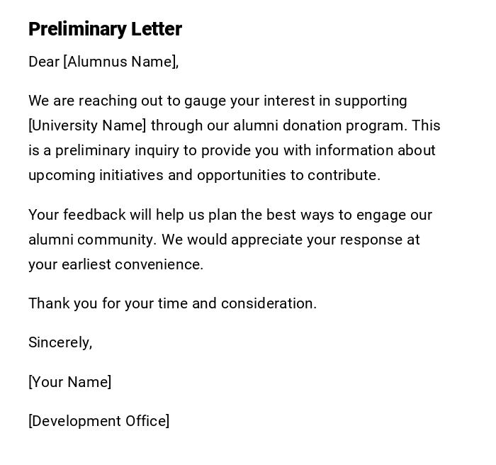 Preliminary Letter Preliminary Letter