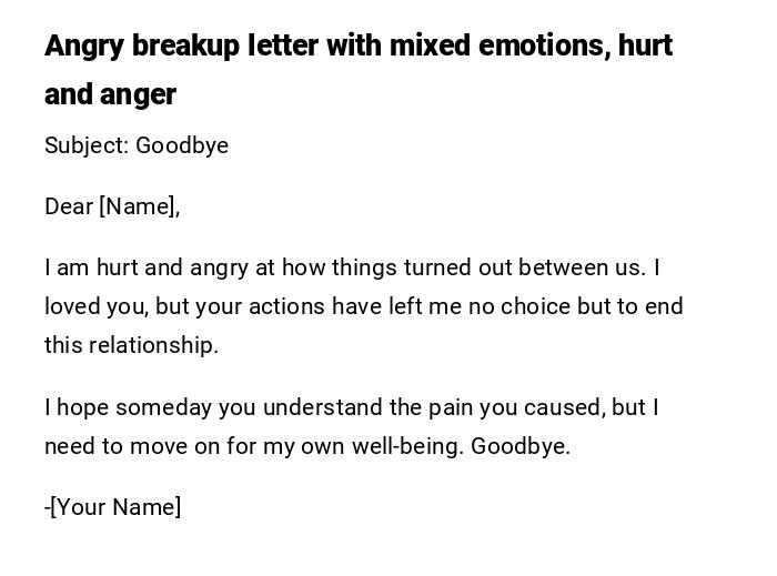 Angry breakup letter with mixed emotions, hurt and anger Angry breakup letter with mixed emotions, hurt and anger