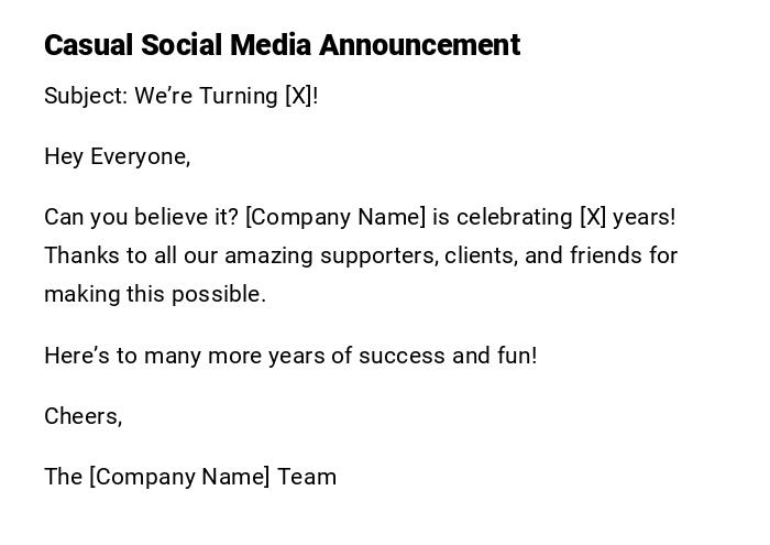 Casual Social Media Announcement Casual Social Media Announcement