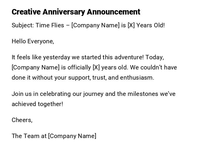 Creative Anniversary Announcement Creative Anniversary Announcement