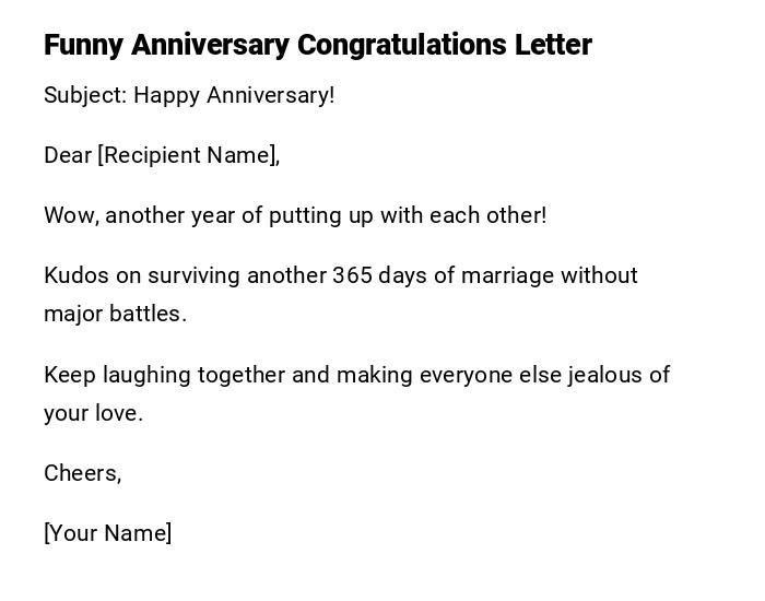 Funny Anniversary Congratulations Letter Funny Anniversary Congratulations Letter