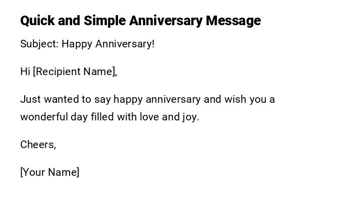 Quick and Simple Anniversary Message Quick and Simple Anniversary Message